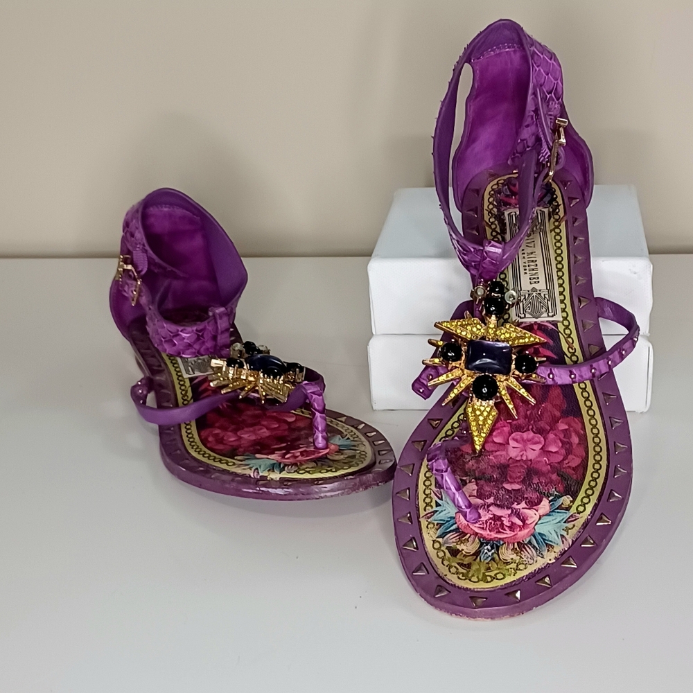 IVY KIRZHNER Purple Beaded and Studded Sandals